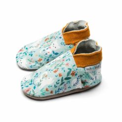 chaussons en cuir chat fleurs inch blue