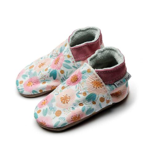 chaussons en cuir roses inch blue